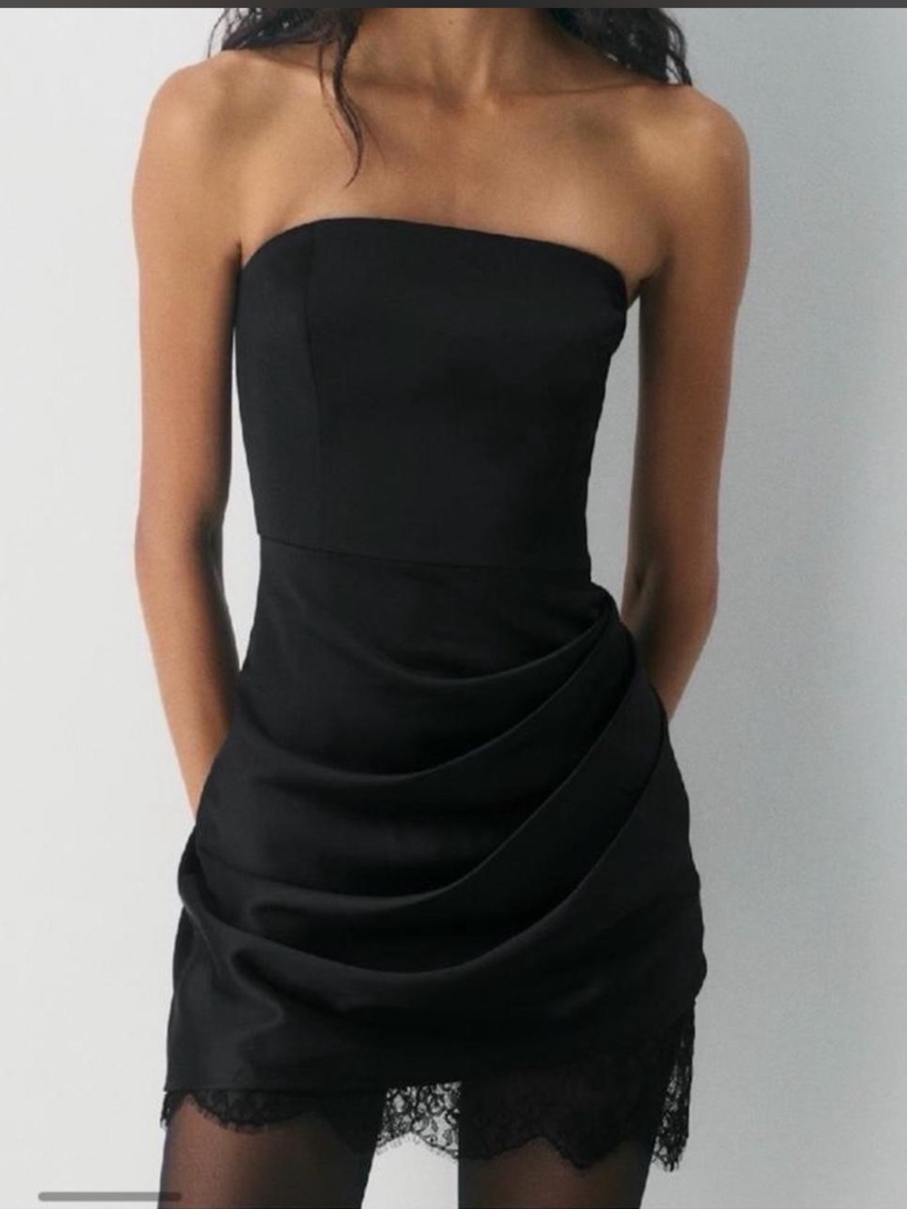 Aritzia Ten Showtime Satin mini dress in black